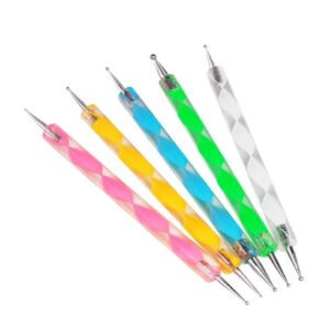 2 Way Double Ended Dotting Pen, TheBigThumb 5pcs Nail Art Dot Painting Pen Mixed Color Marbleizing Pens Manicure Pedicure Tool Accessories for Home Nail Salon Women Use