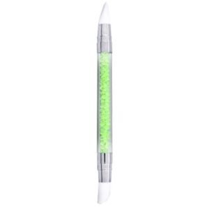 Generic Nail Art Gel Carving Pen Acrylic Nail Dotting Pen,Silicone Nail Art Pen Dual Tipped Nail Dotting Pen>Manicure DIY Brush Dotting Tools(green)