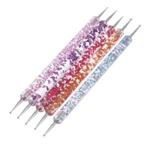FOYTOKI Dual-ended Dotting Pen Rhinestones Picker Kit 5pcs Manicure Tools Set for Diy Salon Use