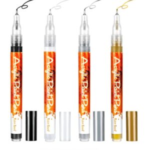Nail Polish Pens,Portable Nail Art Pens,Quick-drying air-drying nail liner graffiti pen,Quick Dry Nail Liner Pen for Dot Painting (5: black>white>silver>gold (4 pieces))