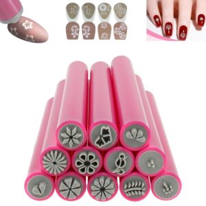 12PCS Nail Art Stamp Pen Set DIY Nail Art Tools with 6 Different Patterns Nail Art Stamping Pen Nail Graffiti Nail Art Dotting Tools Nail Art Design Tools Flower Nail Stamper Pen Nail Art Stamper Kit