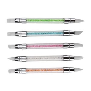 Gatuida Nail Art Tools 5pcs Nail Art Engraving Pen Set Gel Carving Pen Rhinestone Handle for Flower Patterns
