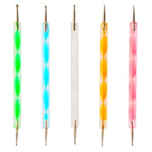 5 pc 2 Way Dotting Pen Tool Nail Art Tip Dot Paint Manicure Kit, Multicolor Dotting Tool Set