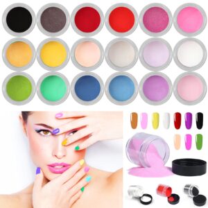 ZOCONE 18 Colors Acrylic Nail Kit> Acrylic Powder for Nail Art Tips UV Gel Glitter Powder Dust Design Decoration 3D Manicure> 10g Per Bottle Acrylic Nail Kit
