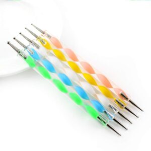 5pcs Professional Nail Art Dotting Pen 2 Ways Drill Point DIY Polish Painting Set For UV Gel Tip Dot Tools