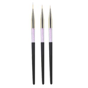 Nail Art Pen,3pcs Nail Art Dotting Liner Brush UV Gel Painting Pen Drawing Tool Set Rhinestone Handle Elegant Nail Pen Set Nail Art Brush Set Liner Pens Striping Brushes (black)