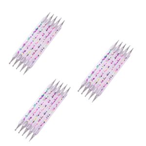 Beavorty 3sets Double-headed Nail Art Design Pen Rhinestones Gem Nails Beads Handle for Professional Home Use 5pcs*3
