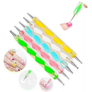 2 Way Nail Art Design Dot Pen UV Gel Painting Drawing Polish Brush Dotting Tools Set, Embossing Stylus for Painting (5PCS)