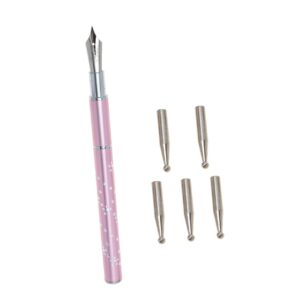 FOYTOKI 1 Set Nail Art Pens Dotting Tools Set with 5 Pointed Tips for Diamond Decor
