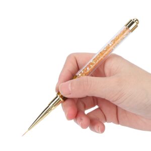 Manicure Liner Pen,Nail Rhinestone Picker Dotting Pen Nail Art DIY Decoration Tool for Household Nail Shop(Orange stripes (pull wire))