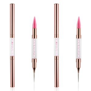 YUXIANLB 2PCS Rhinestones Picker Dotting Pen Dual End Rhinestone Picking Pencil for Nail Art Crystals Gems Beads Rhinestones Picker Manicure Nail Art DIY Decoration Tool At Home Salon(Rose Gold)
