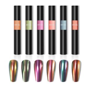 RoseFlower 6 Colors Air Cushion Nail Powder Pen>Chrome Nail Powder Pen>Metallic Chrome Air Pen Holographic Powder>Manicure Cushion Magic Pen>Laser Phantom Series Magic Mirror Powder#A