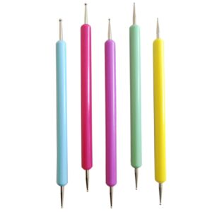 Healeved Professional Nail Art Kit 5pcs Dotting Tools Embossing Pen for Unique Nail Design
