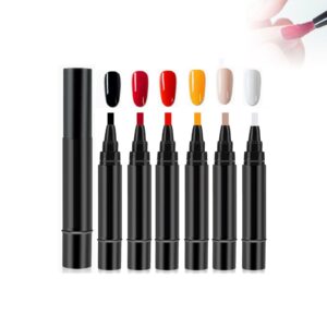 Nail Polish Pen>6PCS/Set>Gel Nail Polish 3-in-1 Pen for Nail Art Drawing>Neutral Series>No Base Coat Required (Package A)
