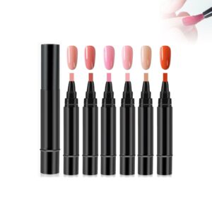 Nail Polish Pen>6PCS/Set>Gel Nail Polish 3-in-1 Pen for Nail Art Drawing>Neutral Series>No Base Coat Required (Package B)