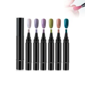 Nail Polish Pen>6PCS/Set>Gel Nail Polish 3-in-1 Pen for Nail Art Drawing>Neutral Series>No Base Coat Required (Package C)