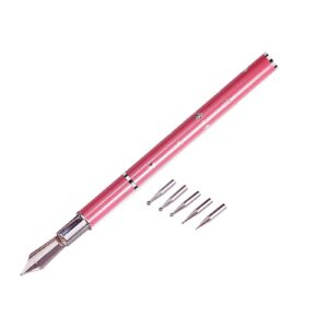 1 Piece Embossing Stylus Set with 5 Pieces Replacement Head Diamond Crystal Dotting Fountain Pen Tracing Dotting Tool Stylus Embossing Tools for Paper Art Dotting Tools for Nail Art (Pink)