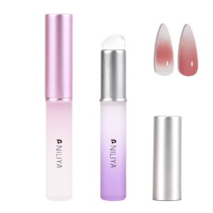 NILIYA Silicone Ombre Nail Art Brush>2PCS Reusable Chrome Applicator for Nails>Powder Applicator for Beginners