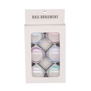 Metallic Nail Powder Mirror Effect Nail Powder Manicure Pigment DIY Art Decoration 6 Colorspowder