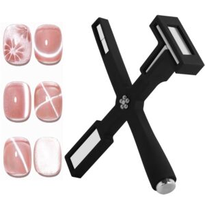 2024 Upgraded 5 in 1 Nail Magnet Set for 3D Cat Eye Gel Polish Tools>Multi-Function Nail Magnetic Pens with Silicone Protective Case>Magnet Wand for Nail Design Art DIY Accessories (Black)