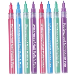 SaditY 8pcs Nail Pen Nail Art Graffiti Pen Acrylic Paint Pens Nail Design Kit Nail Art Supplies Nail Art Polish Nail Art Pen Nail Accessories Nail Liner Pen Plastic Painted Manicure Tools