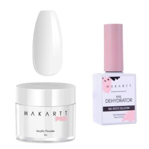 Makartt Acrylic Powder 2oz Lace White Bundle with Makartt Nail Dehydrator 15ML Acrylic Nail Powder Professional Colored Acrylic Nail Supplies