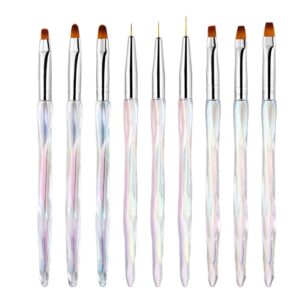 GSGRTYJIO Gradient Ice Pole Nail Pen Crystal Pen Thread Pen Curl Brush Crystal Light Therapy Pen Nail Set
