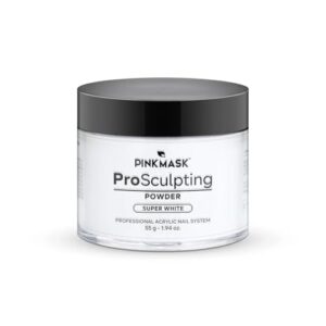 Pink Mask – Pro Sculpting Acrylic Nail Powder – Self-Leveling Formula for Bubble-Free Finish – 55 g / 1.94 oz – Super White