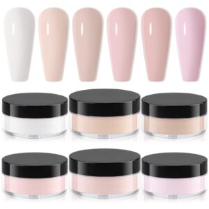 6PCS Acrylic Powder> EBANKU Nude Pink White Acrylic Powder Multicolor Professional Acrylic Nail Powder for Nail Acrylic Extension> Nail Carving> Long-Lasting> No Nail Lamp Needed