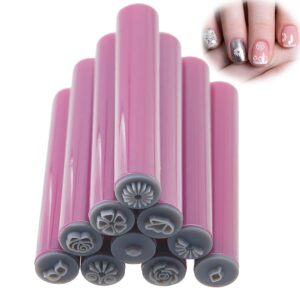 DICOSMETIC 10Pcs Nail Art Stamp Pen Sets Flower Nail Stamper Pen 3s Quick Nail Design Tools with Different Patterns Printing Stamp Tool for Beginner DIY Manicure