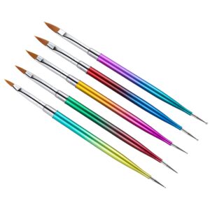 Didiseaon 5pcs Metal Double-ended Point Drill Pen Set for Gel Manicure Nail Art Tools