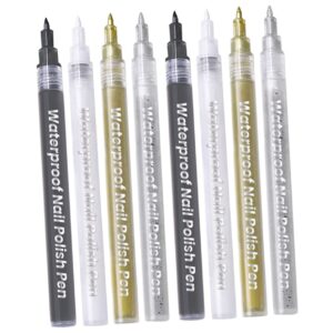 FOYTOKI 8Pcs Nail Art Pens Easy to Use Painting Liner Tools for DIY Nail Decoration Compact Design for Travel for Creative Nail Art Designs