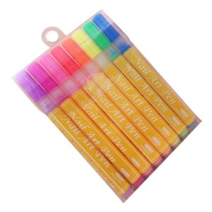 Balacoo Nail Pens 8pcs Colorful Nail Art Graffiti Pen Nail Brush Pen Nail Paint Design Nail Drawing Pen Nail Art Kit Nail Paint Pens Rainbow Pencil Holder Plastic Light Pen Painted