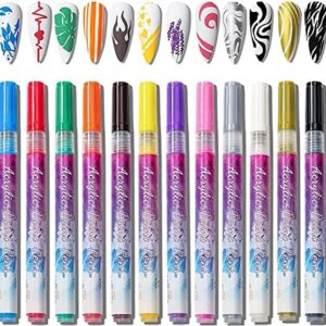 6/12 Colors Ultra Thin Curve Manicure Pen>3D Nail Art Pens Set>Nail Graffiti Pen for Nail Art Painting Portable Drawing Quick Dry Manicure Tool (12pcs)