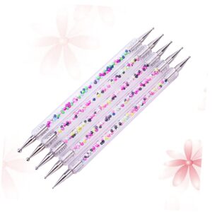 IWOWHERO 5 Pcs Nail Art Glitter Pen Beads Handle Manicure Tool Dotting Pen Rhinestone Gems Picker