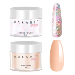 Makartt Pre Mixed Glitter Acrylic Powder Bundle with Makartt Multifunctional Nude Color Acrylic Powder>