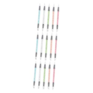 NOLITOY 3sets Double Head Nail Drill Bits Set White Tip Pen for French Manicure 5pcs*3