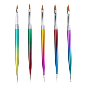 MERRYHAPY Nail Art Pen Set 5 Pcs Manicure Art Pen Double-ended Point Drill Pen Gel Nail Light Uv Nail Art Tools Kit