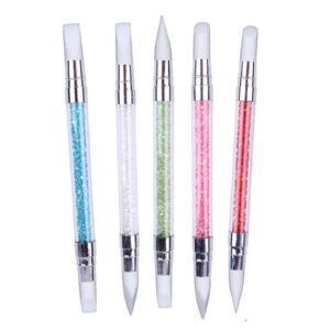5 Pcs Nail Art Sculpture Pen Dual Tipped Silicone Nail Tools Nail Art Silicone Brushes for Design Nail Carving Drawing Shaping Effect