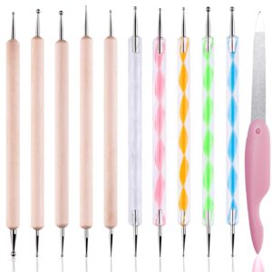 Yagugu 11 Pcs Dotting Tools Set for Nail with Nail File, Nail Tools Scoring Embossing Stylus Pen for Dot Painting Rocks Mandalas