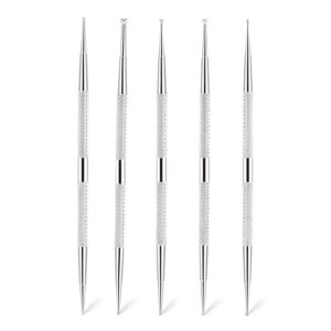 CYSFETENA 5Pcs Stainless Steel Dotting Pen, Nail Salon Nail Dotting Tool, Dual Tip Dot Painting Tools for Stippling, Tracing, Transfer Stamping, Embossing and Painting