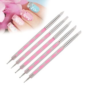5PCS Dotting Pens,Versatile Nail Art Pen,Nail Art Tools for DIY Nail Designs, Carving, And Hollow out Creations,Manicure (Pink)