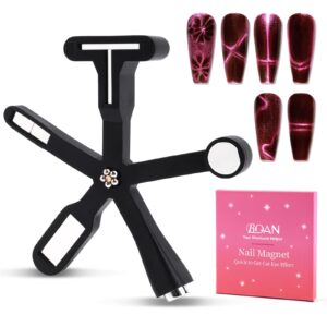 BQAN Cat Eye Nail Magnet>Upgraded 6 in 1 Multi-Function Strong Magnetic for CatEye Gel Polish>Create Stunning Magnetic Nail Designs with Ease (Black)