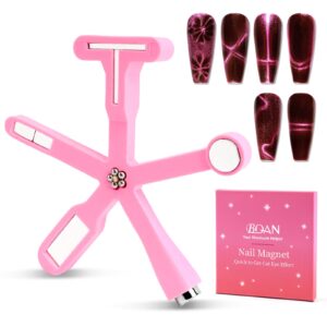 BQAN Cat Eye Nail Magnet>Upgraded 6 in 1 Multi-Function Strong Magnetic for CatEye Gel Polish>Create Stunning Magnetic Nail Designs with Ease (Pink)