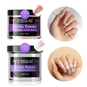 ROSALIND 4.2oz Clear Acrylic Nail Powder Nude Nail Acrylic Powder for Nail Acrylic Extension Professional Polymer Nail Acrylic Powder Clear Nails carving French Nail Extension> No Nail Lamp Needed
