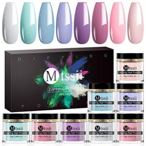 Dip Nail Powder Colors Set – MTSSII 8 Colors Dipping Powder Nail Set for Starter No Need UV/LED Lamp for French Nail Manicure Nail Art with Gift Box
