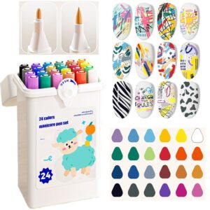 ZJZSSOM 24 Color Nail Art Pens Set>Double Head 3D Nail Polish Pens Nail Point Graffiti Dotting Pens Tools Easy to Draw Details>Nail Art Pens for Painting Nails Suitable for Beginner Nail Salon Kit