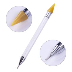 NICOLE DIARY 1 Pc Dual-Ended Dotting Pen Wax Rhinestone Studs Picker Pencil Self Adhesive Design Acrylic Crystal Beads Handle Manicure Nail Art Gem Picking Tool
