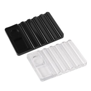 2 Pieces Nail Art Pen Holder Plastic Nail Pen Holder Rectangle Nail Art Brush Holder Nail Art Brush Stand Nail Drawing Brush Pen Holder Nail Art Painting Pen Brush Stand(Black>Clear)