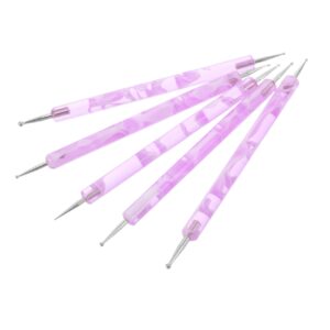 WRITWAA 5pc Nail Art Set Dotting Pen Tool Kit Nail Decorating Kit Double-ended Dotting Pen Embossing Tool for Diy